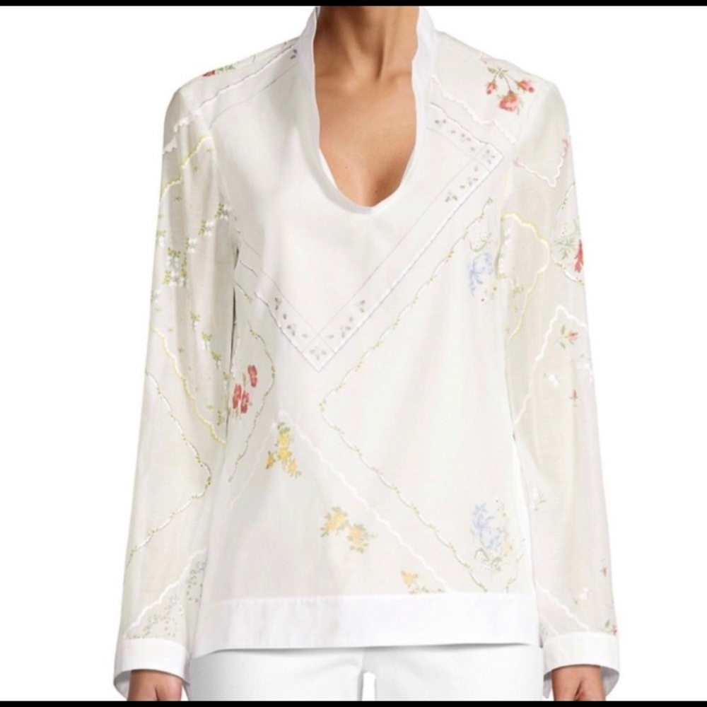 Tory Burch Embroidered Silk Blend Tunic (size 4)